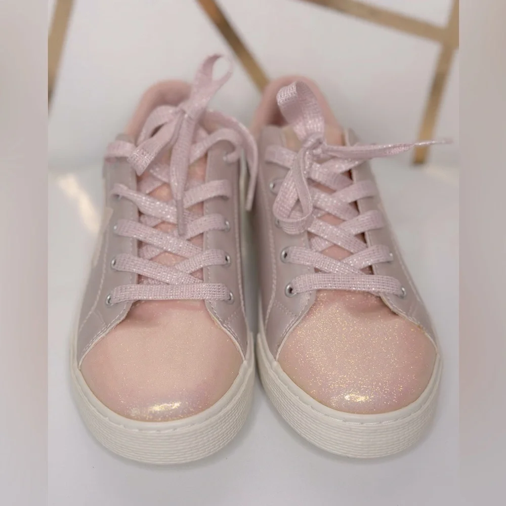 The Children's Place Girls Glitter Star Low Top Pink Sneakers (SH94)
